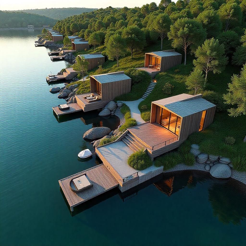 Cabanas modulares à beira de lago